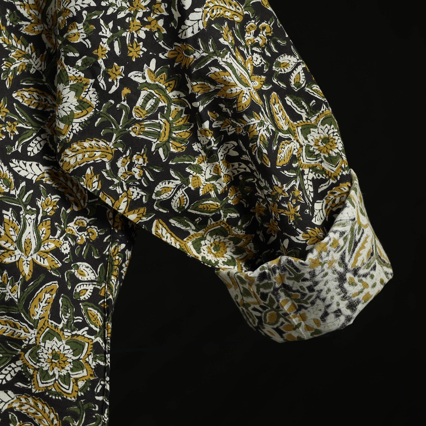 Hand block print natural dyed cotton short bagru kurta