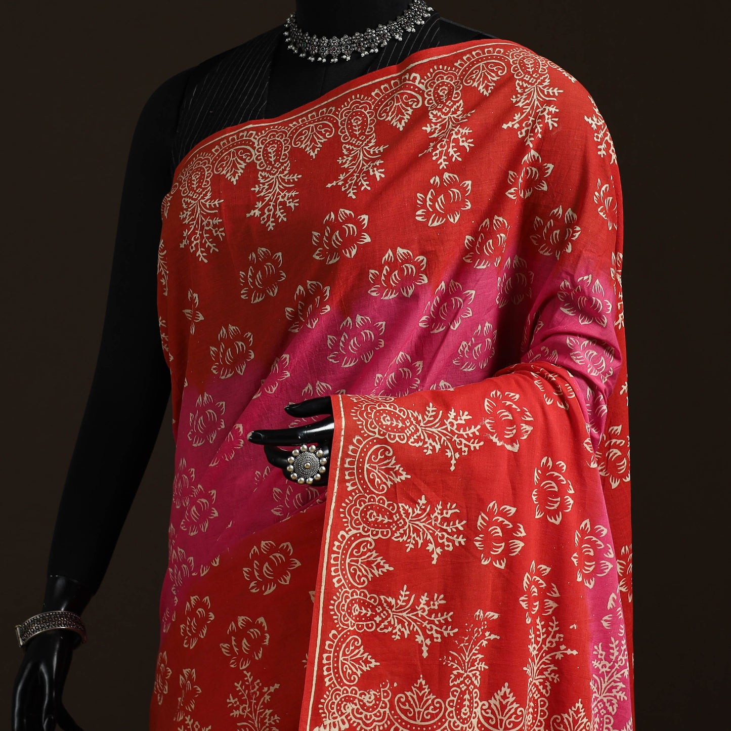 Hand block print pure mul cotton jaipur saree 02