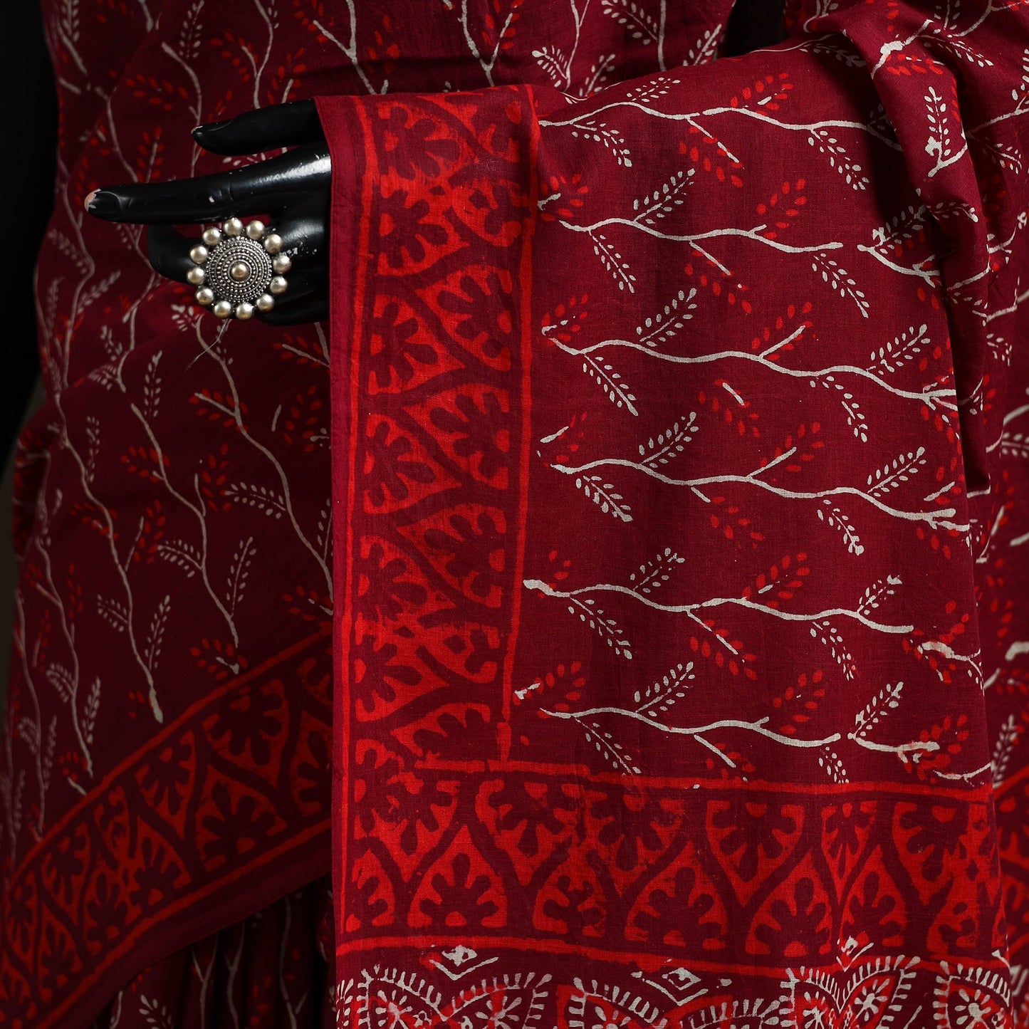 Hand block print pure mul cotton jaipur saree 04