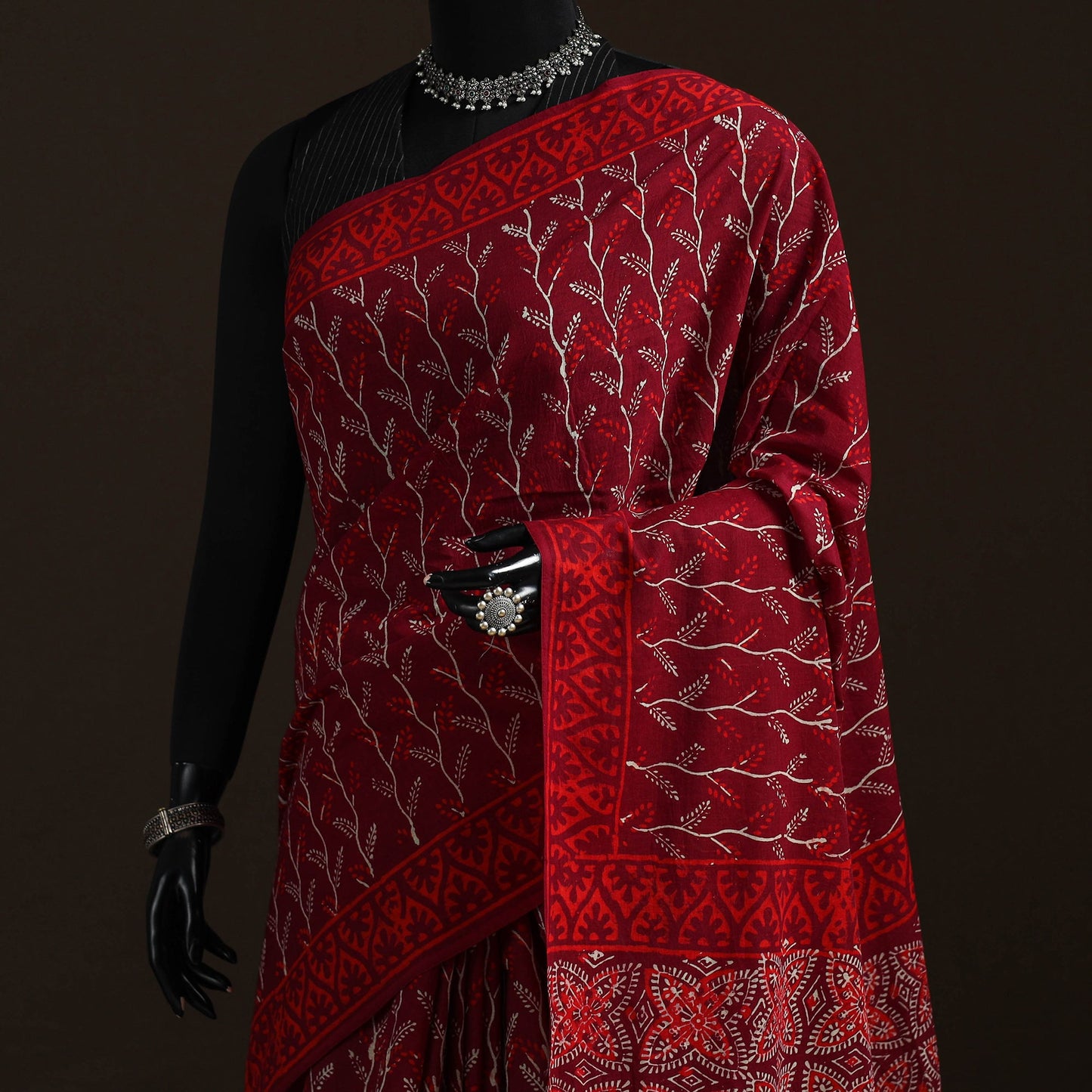 Hand block print pure mul cotton jaipur saree 04
