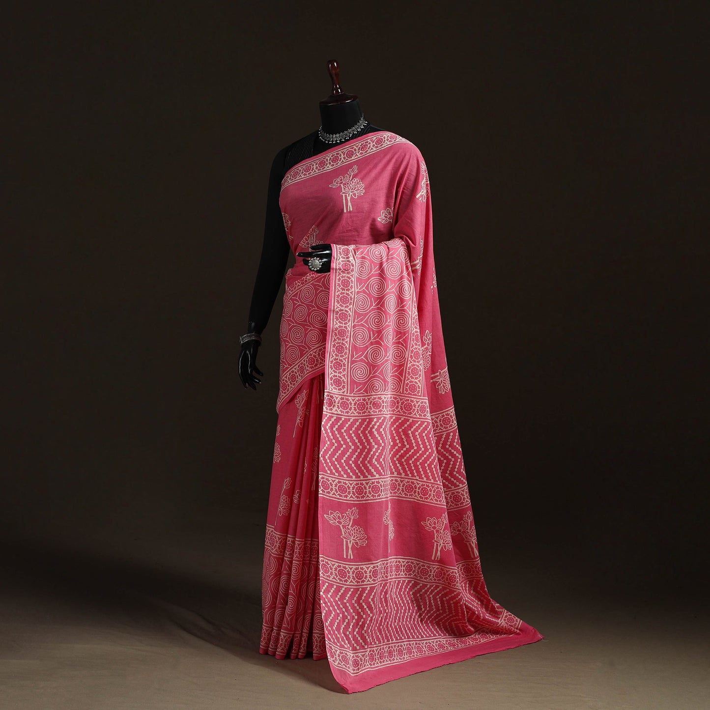 Hand block print pure mul cotton jaipur saree 06