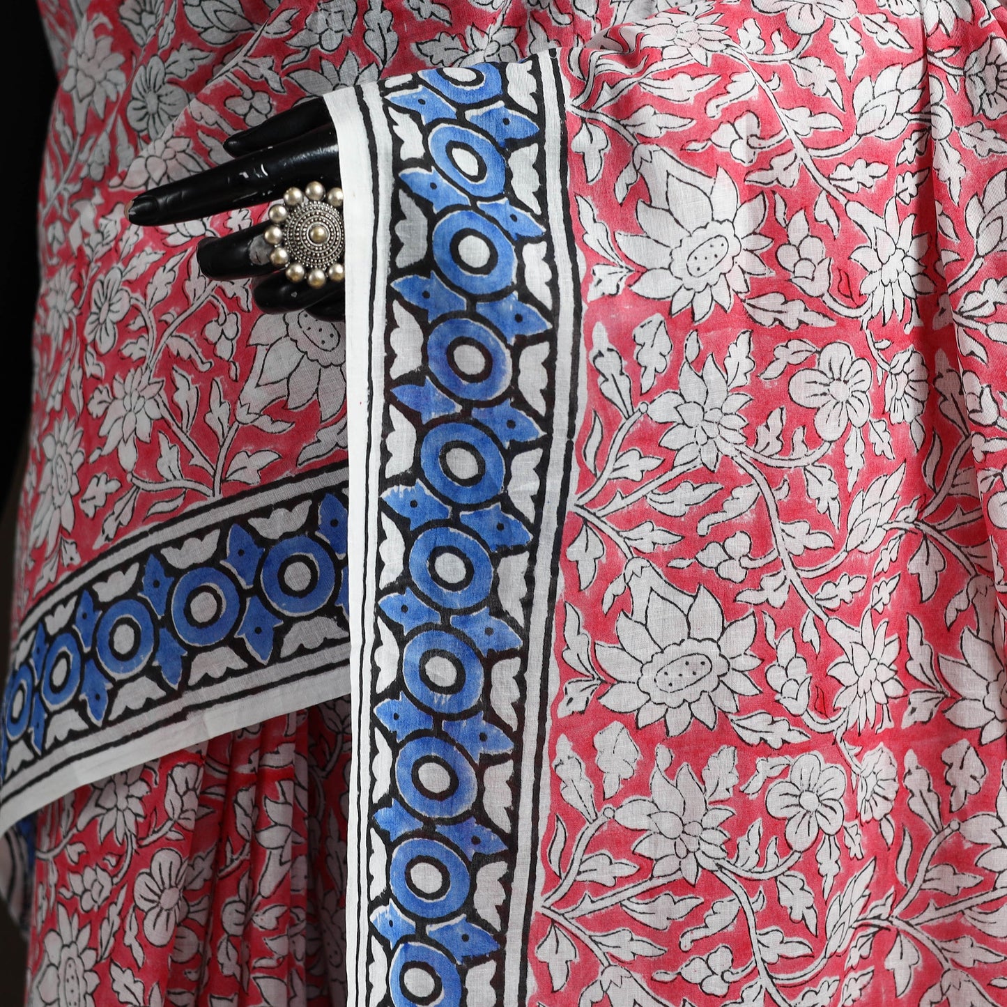 Hand block pure mul cotton sanganeri floral print saree 26