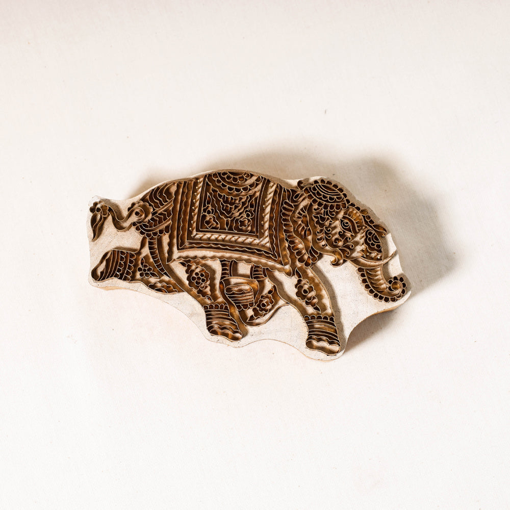 Hand-carved Rohida Wood Brass Block