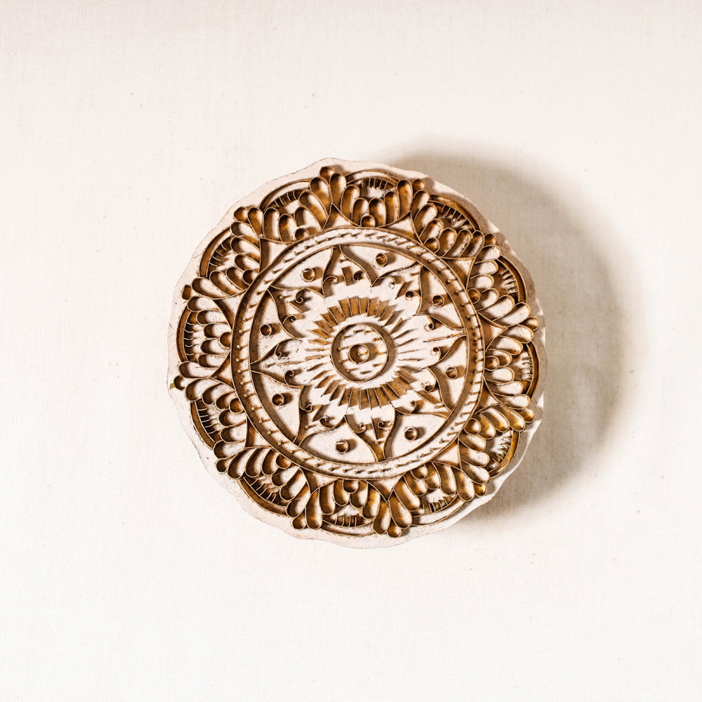 Hand-carved Rohida Wood Brass Block