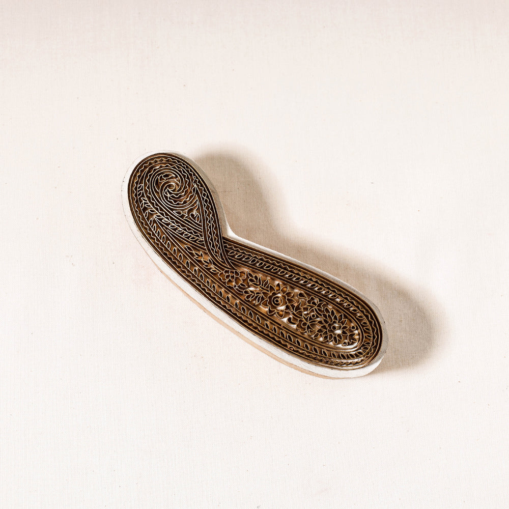 Hand-carved Rohida Wood Brass Block