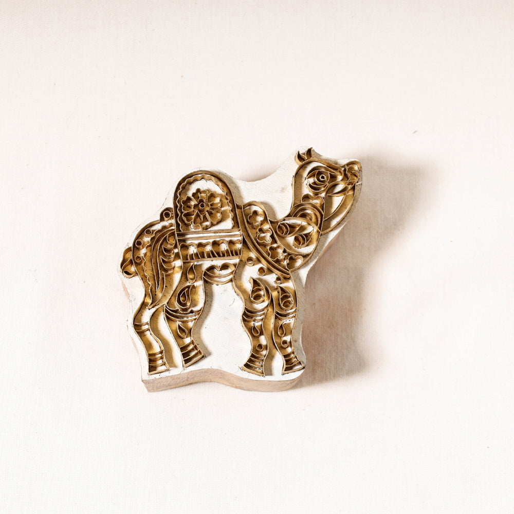 Hand-carved Rohida Wood Brass Block