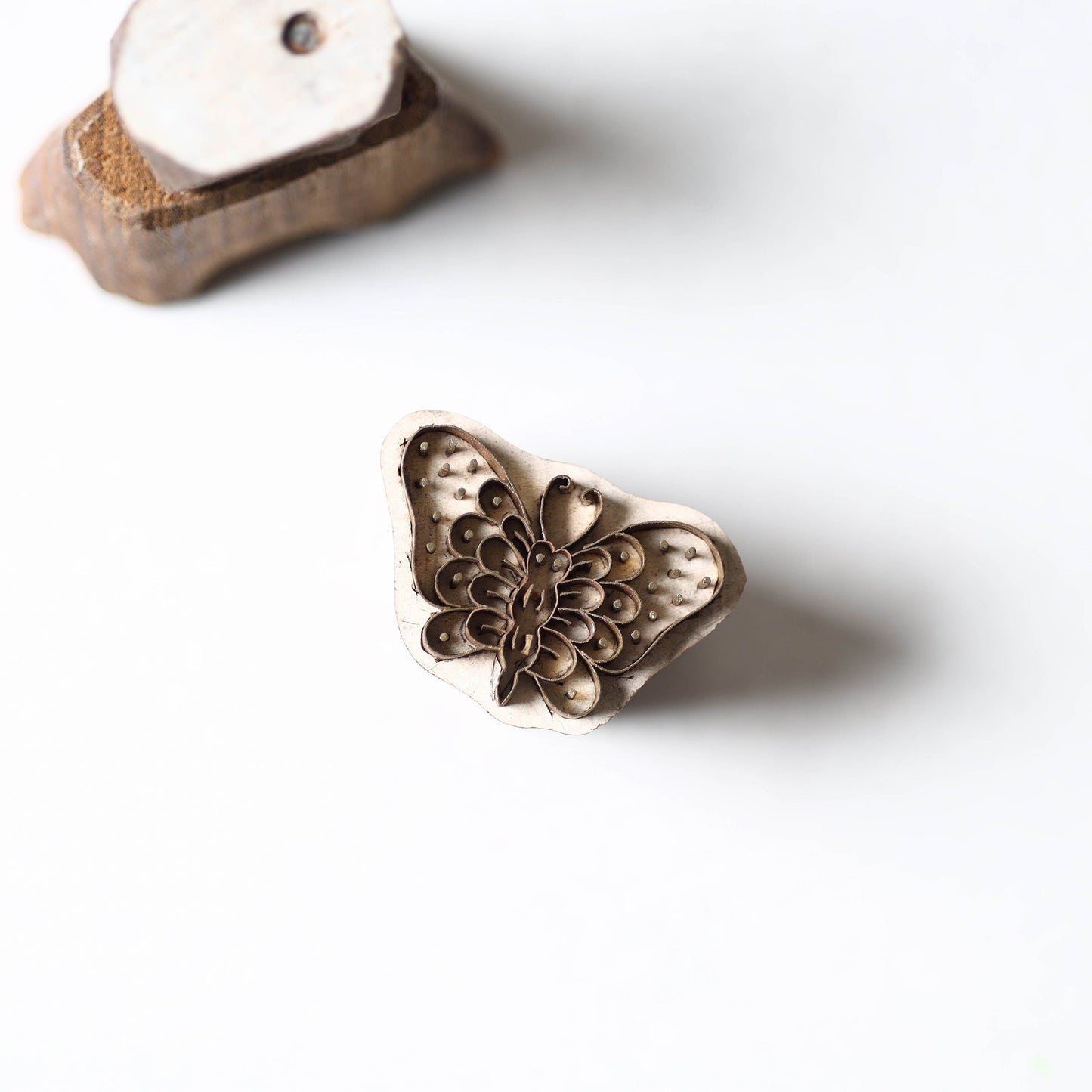 Hand-carved Rohida Wood Brass Block