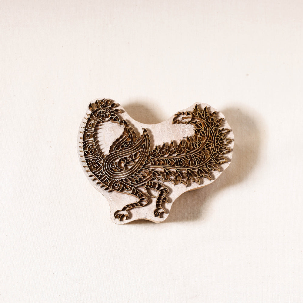 Hand-carved Rohida Wood Brass Block