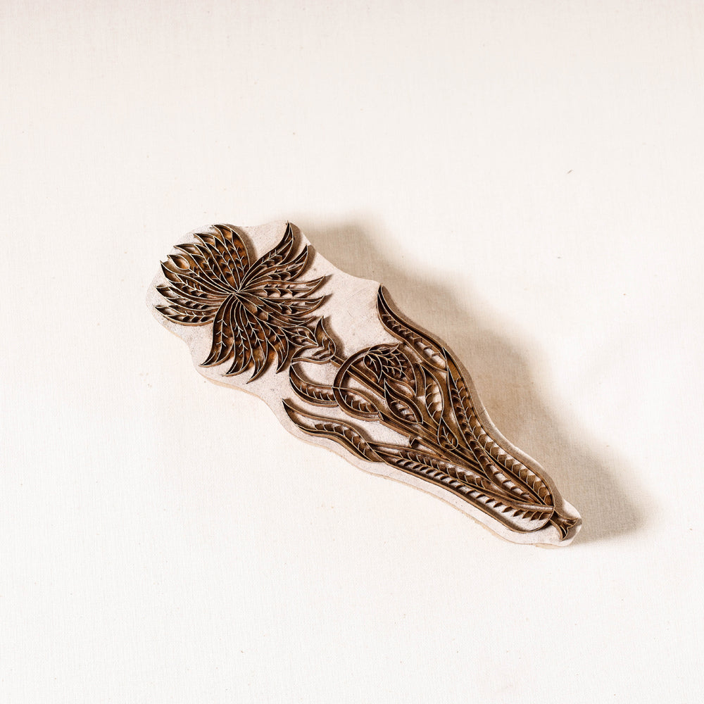 Hand-carved Rohida Wood Brass Block