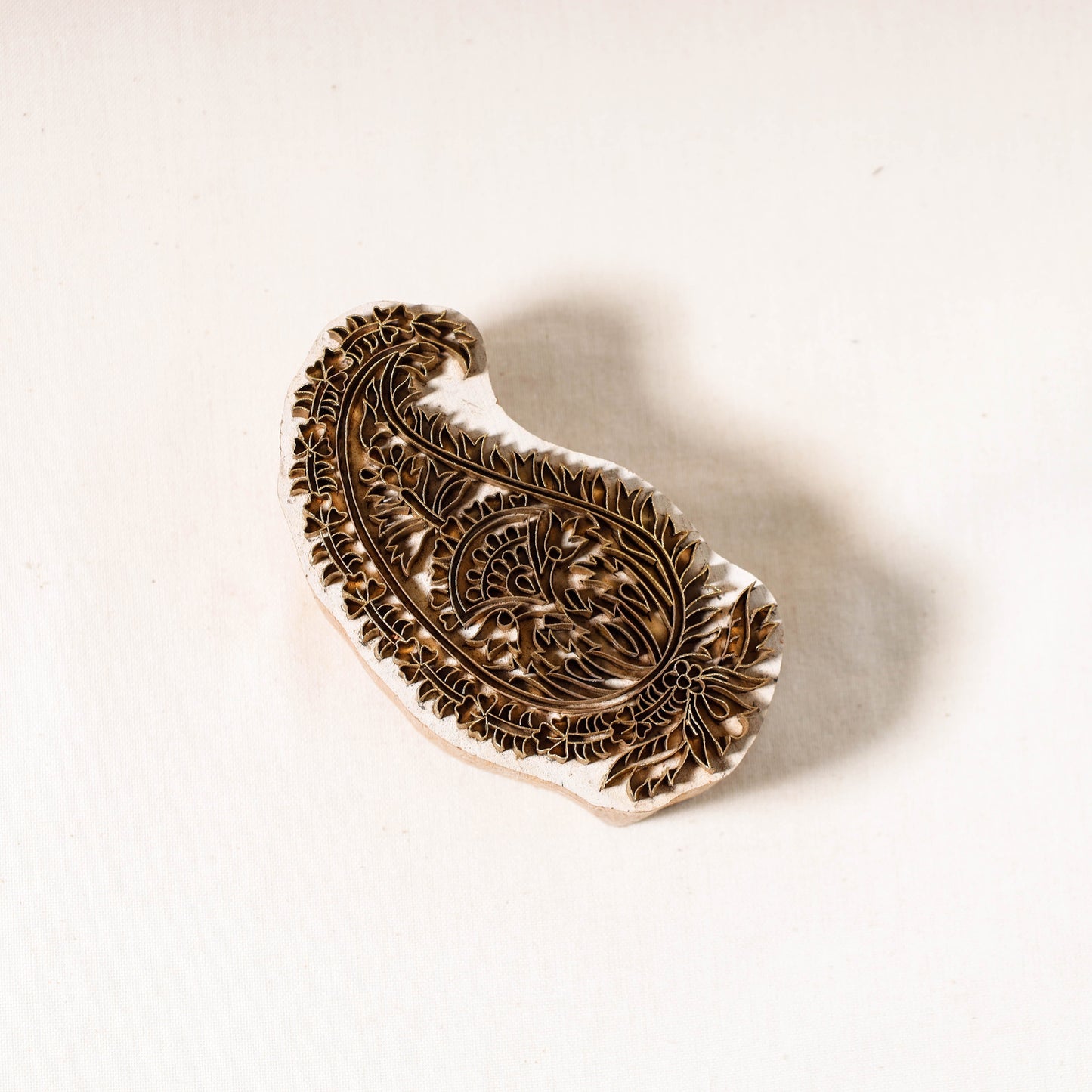 Hand-carved Rohida Wood Brass Block