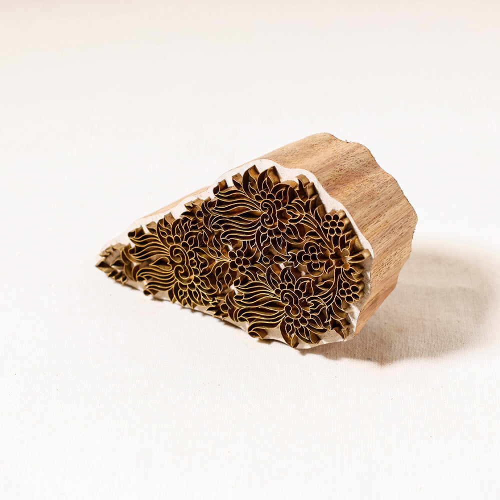 Hand-carved Rohida Wood Brass Block