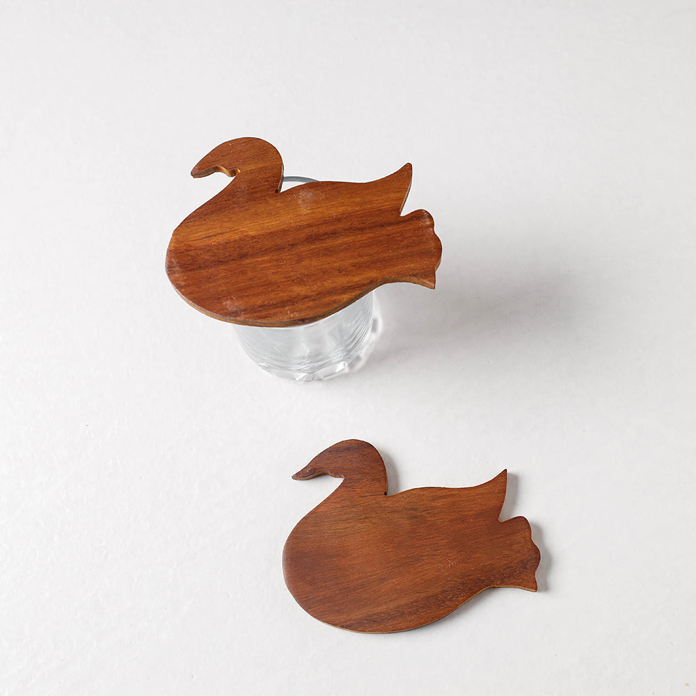 Hand Carved Sheesham Wood Coasters (Set of 2) Online at iTokri.com