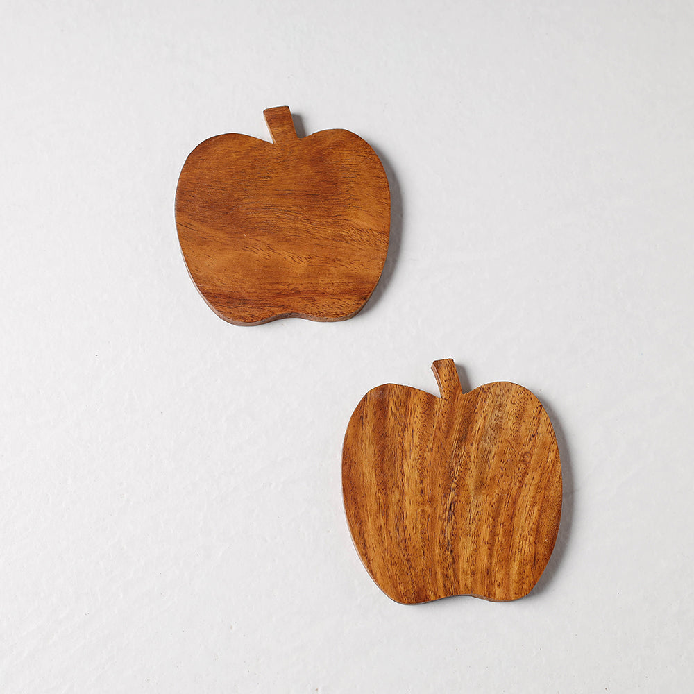 Hand Carved Sheesham Wood Coasters (Set of 2) Online at iTokri.com