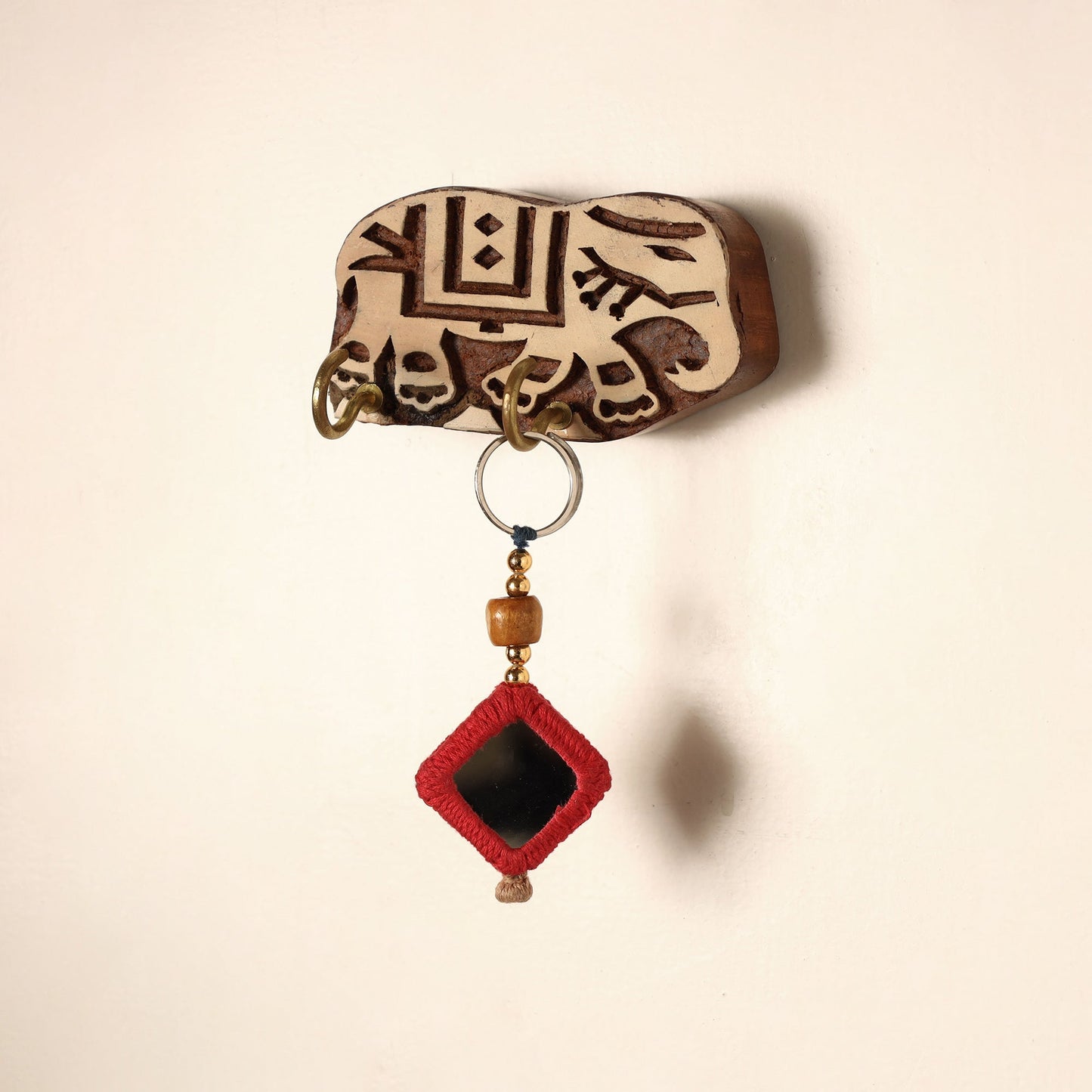 Hand Carved Sheesham Wood Block Key Hanger ( 2 pegs) Online in India l iTokri.com