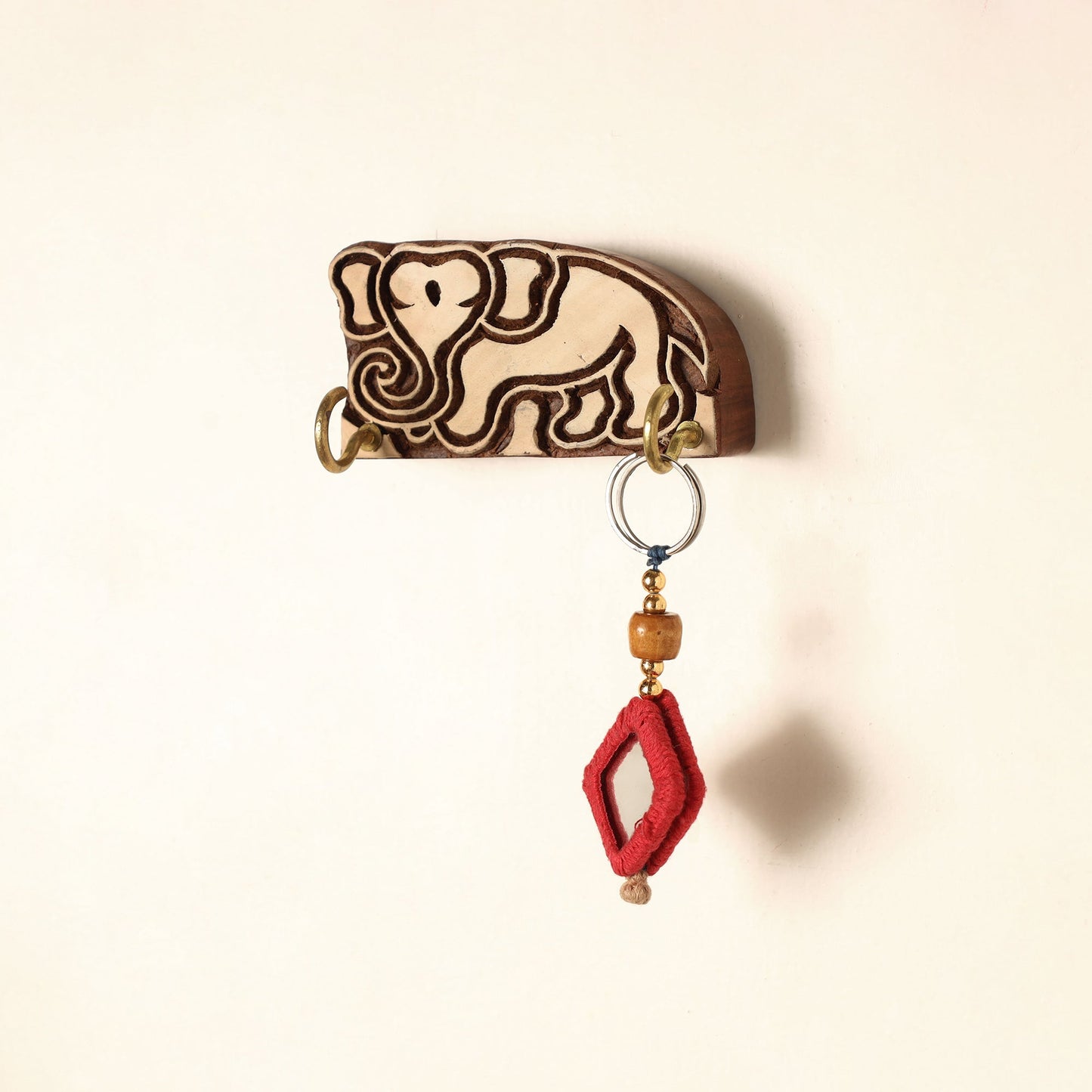 Hand Carved Sheesham Wood Block Key Hanger ( 2 pegs) Online in India l iTokri.com