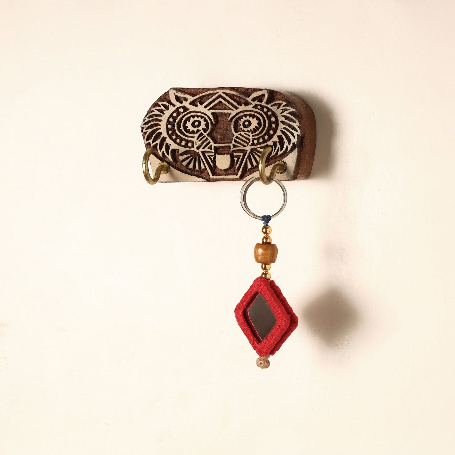 Hand Carved Sheesham Wood Block Key Hanger ( 2 pegs) Online in India l iTokri.com