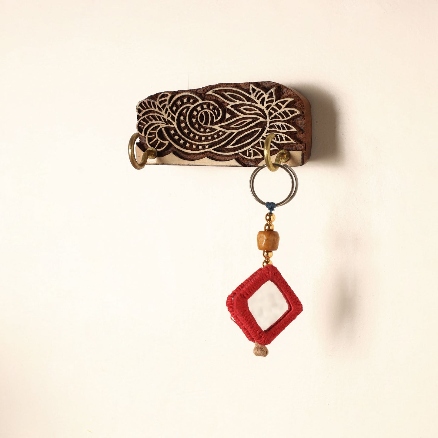 Hand Carved Sheesham Wood Block Key Hanger ( 2 pegs) Online in India l iTokri.com