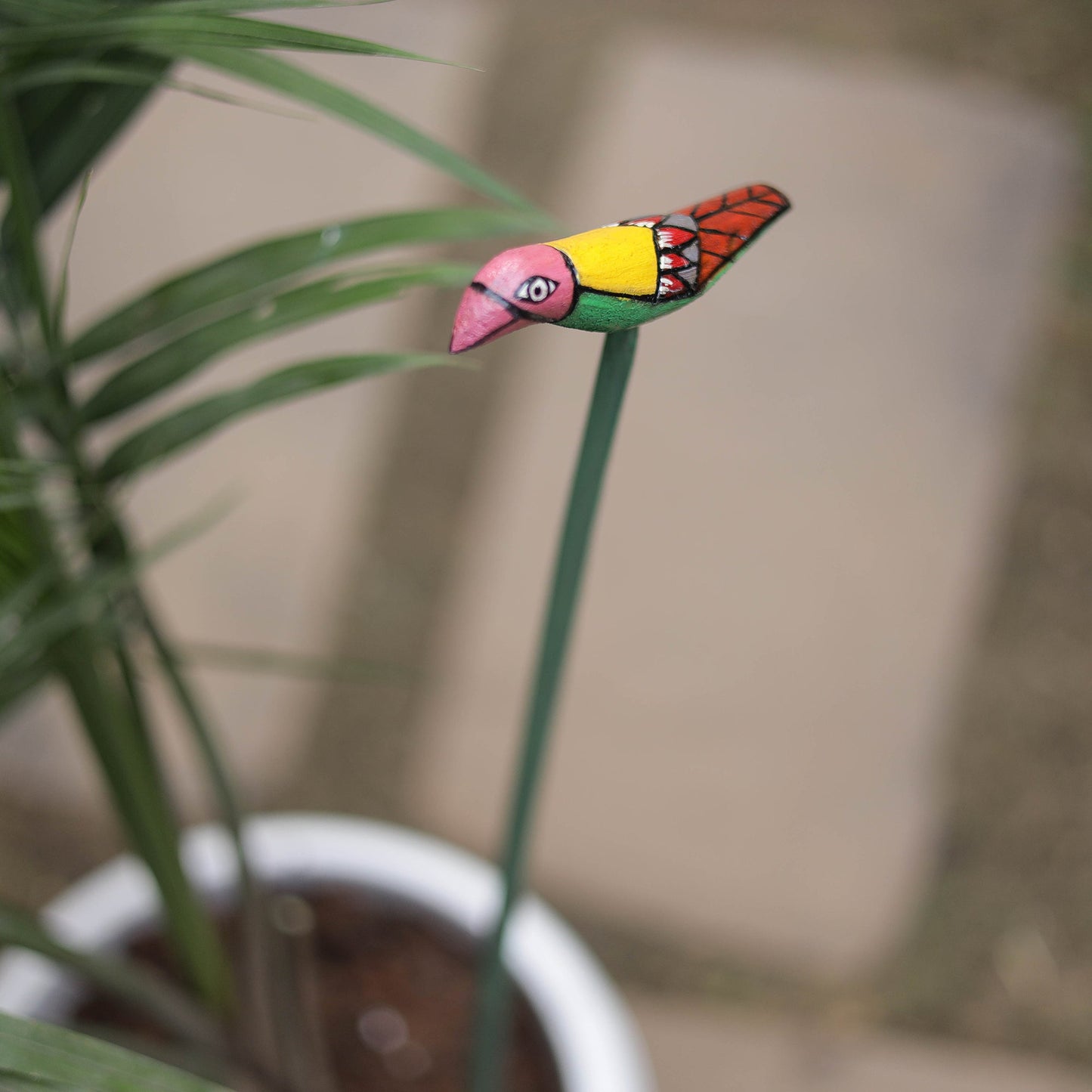 Hand-carved wooden home decor bird stick 08 - handcrafted