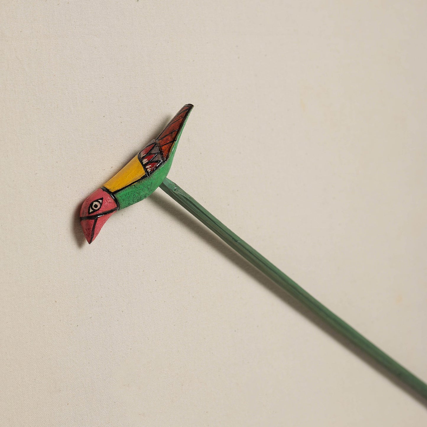 Hand-carved wooden home decor bird stick 08 - handcrafted