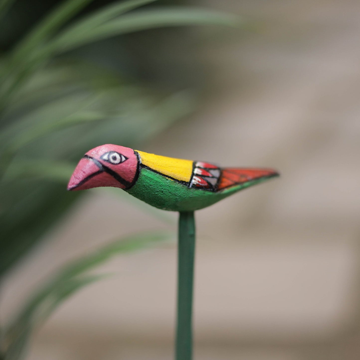 Hand-carved wooden home decor bird stick 08 - handcrafted