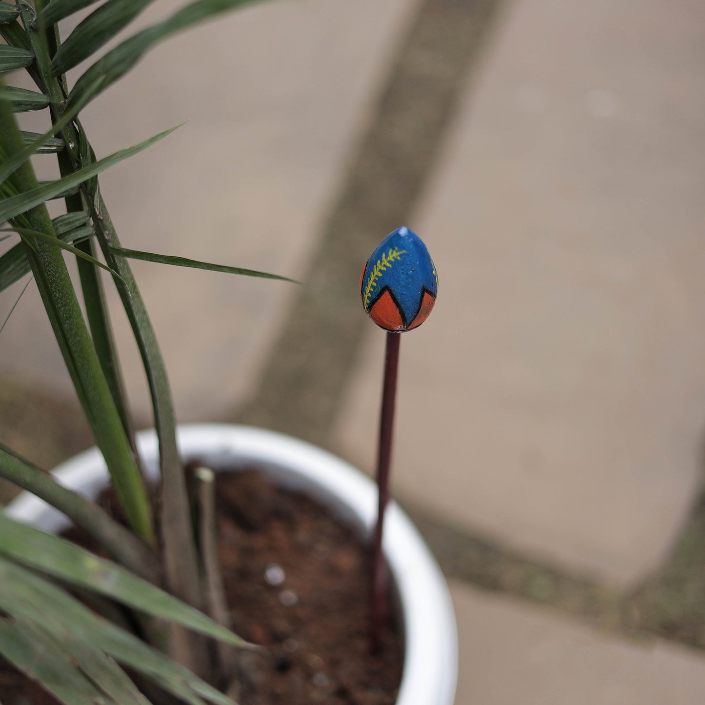 Hand-carved wooden home decor flower stick 05 - handcrafted