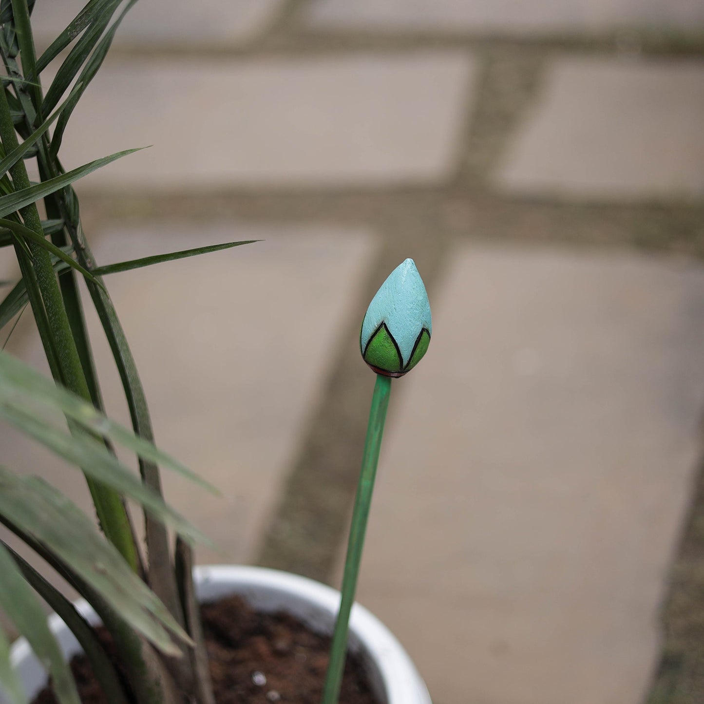 Hand-carved wooden home decor flower stick 06 - handcrafted