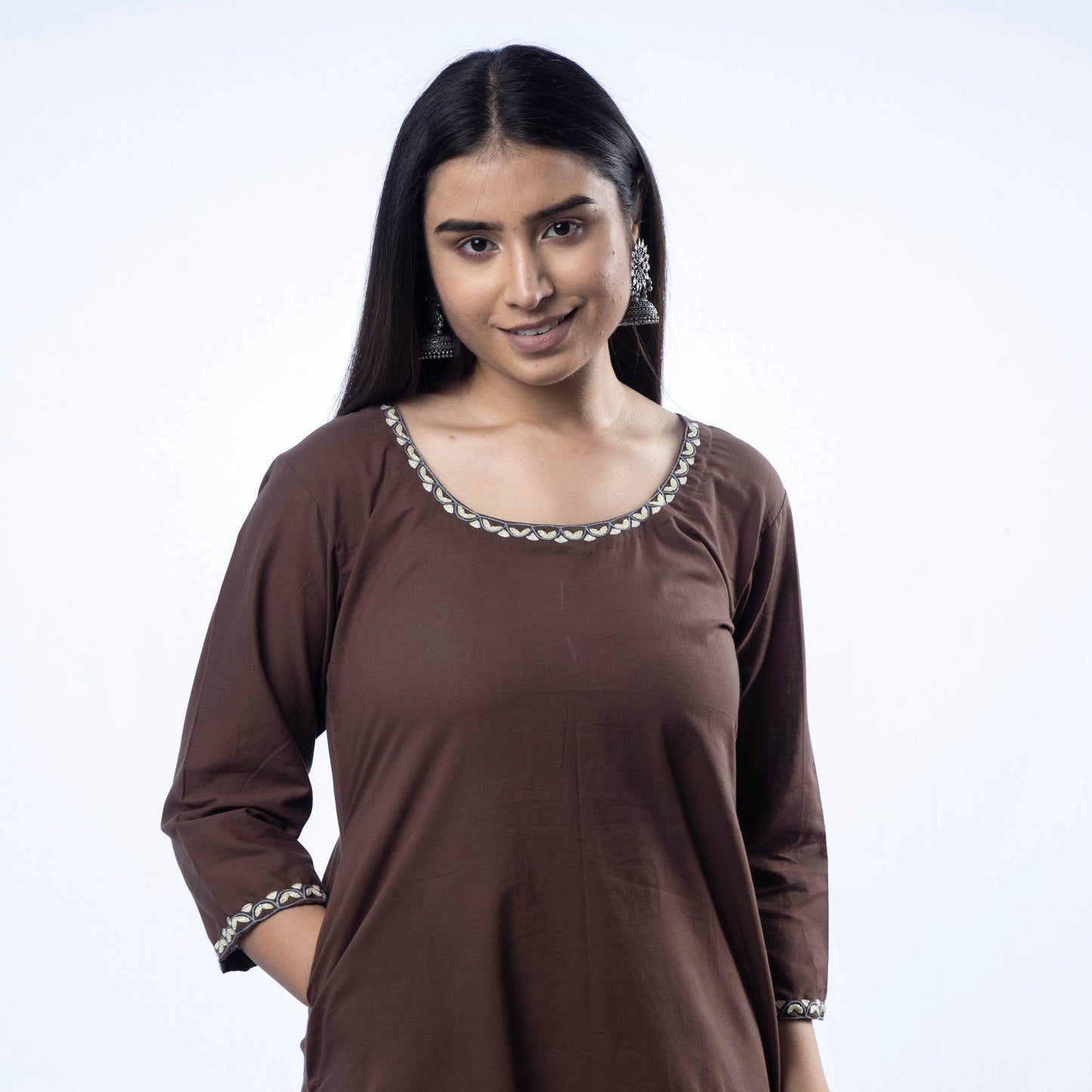 iTokri Casuals - Hand Embroidered Cotton Long Kurta