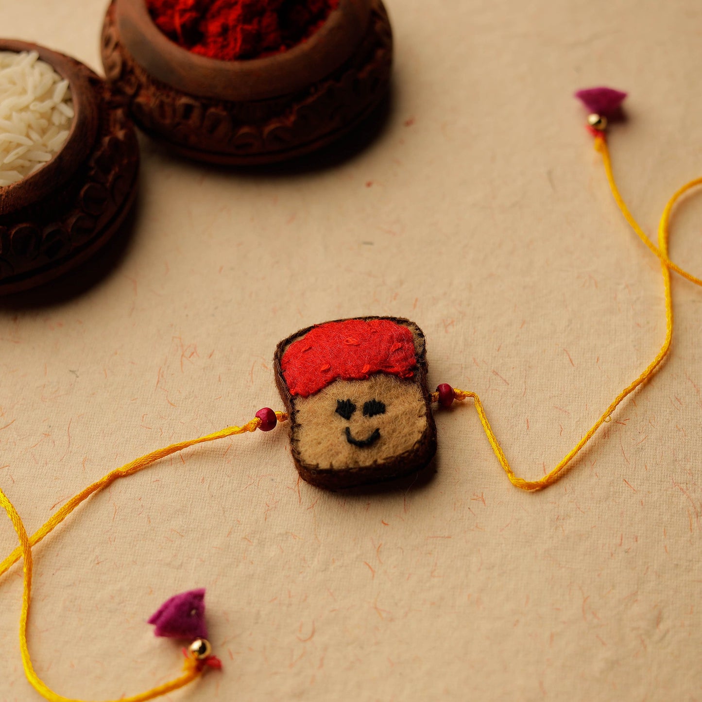 Buy Hand Embroidered & Felt Work Bead Work Rakhi 54