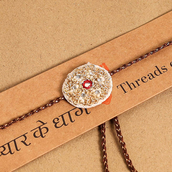 Hand Embroidered Thread Work Rakhi