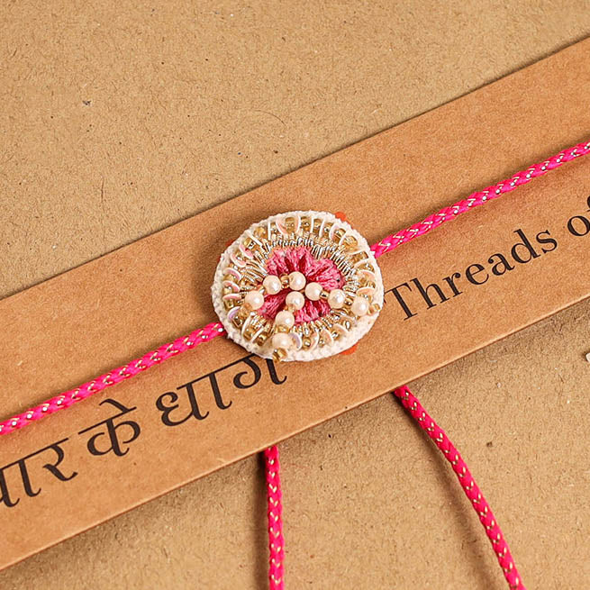 Hand Embroidered Thread Work Rakhi