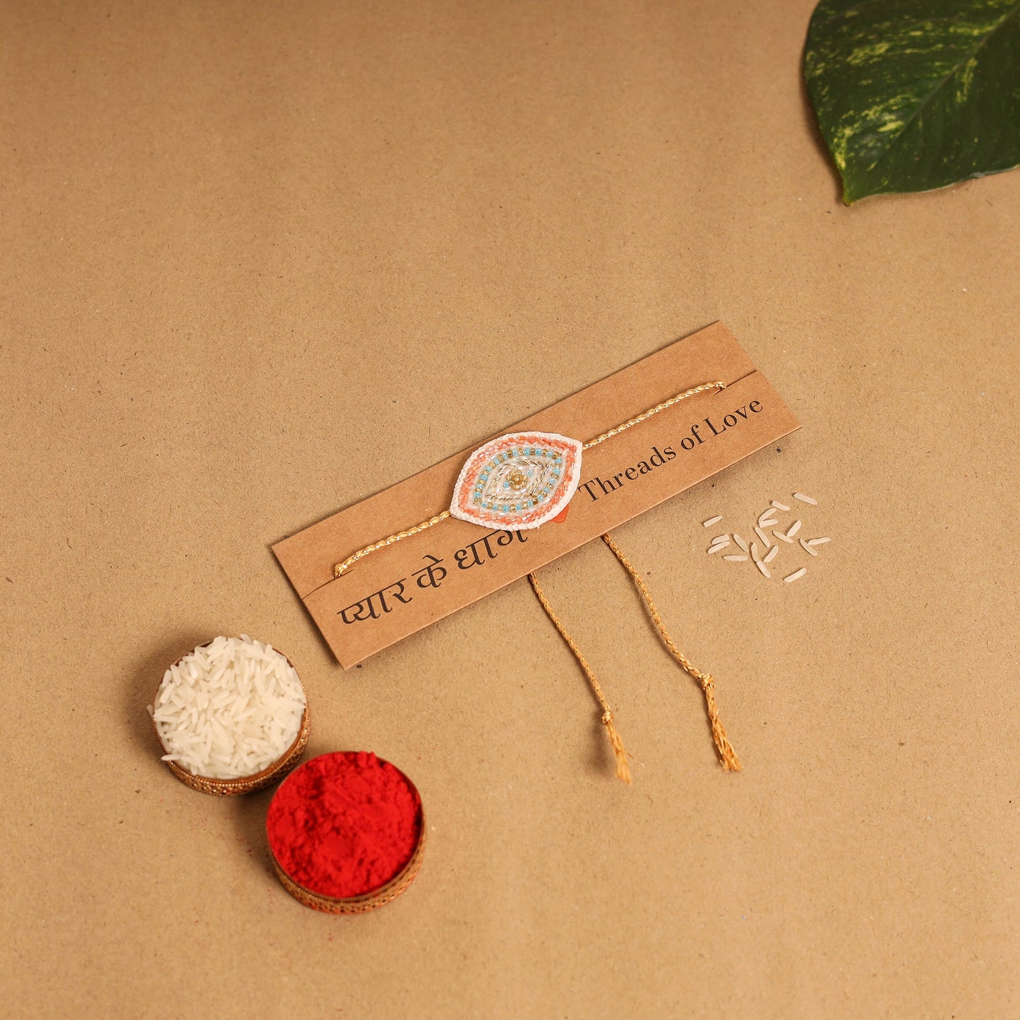 Hand Embroidered Thread Work Rakhi