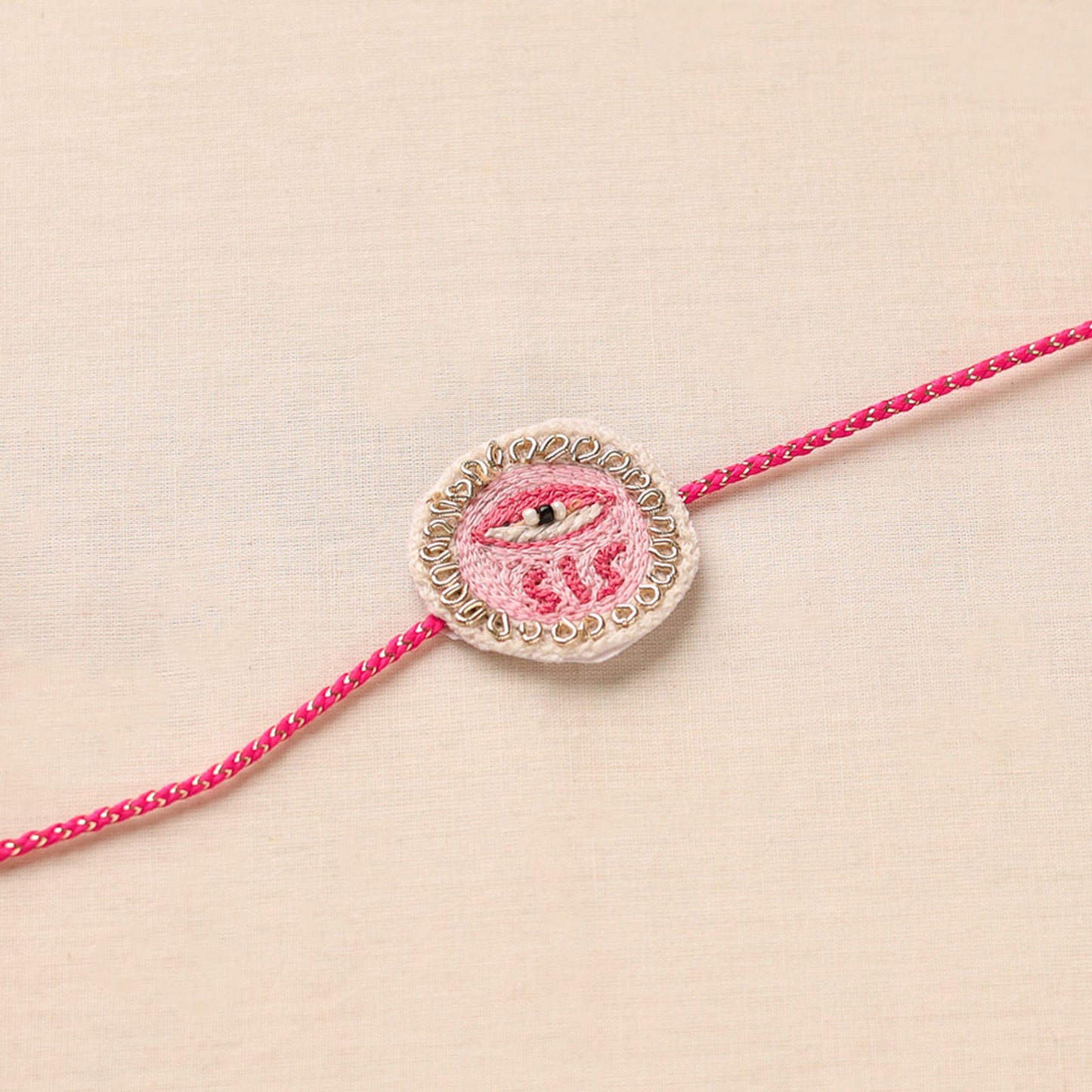 Hand Embroidered Thread Work Rakhi