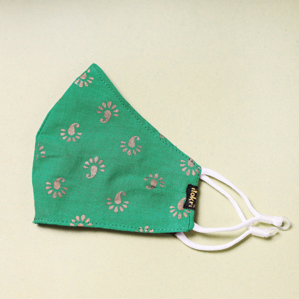 Hand Printed Cotton 3 Layer Snug Fit Face Cover