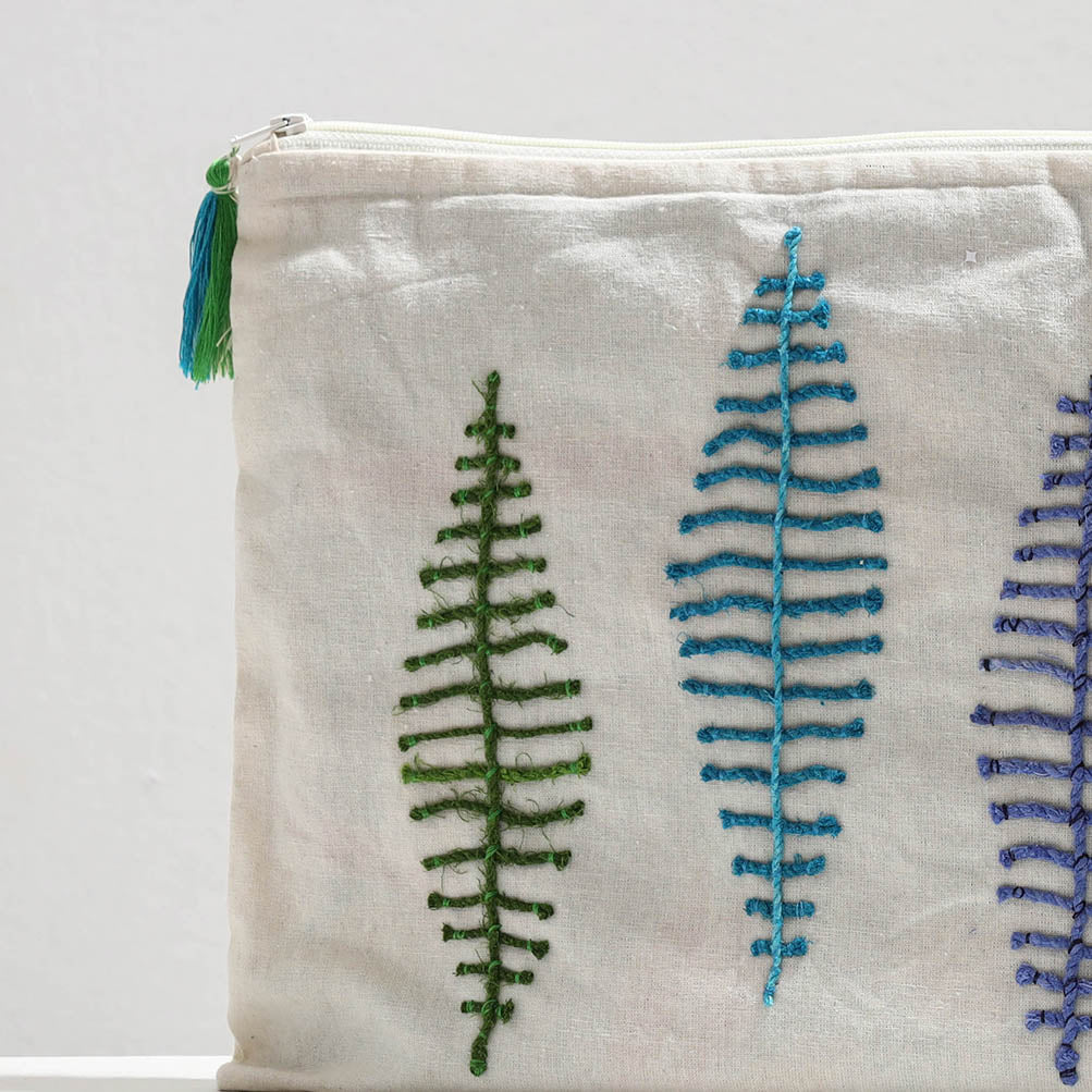Handcrafted Cotton Recycled Leaf Design Tablet Pouch