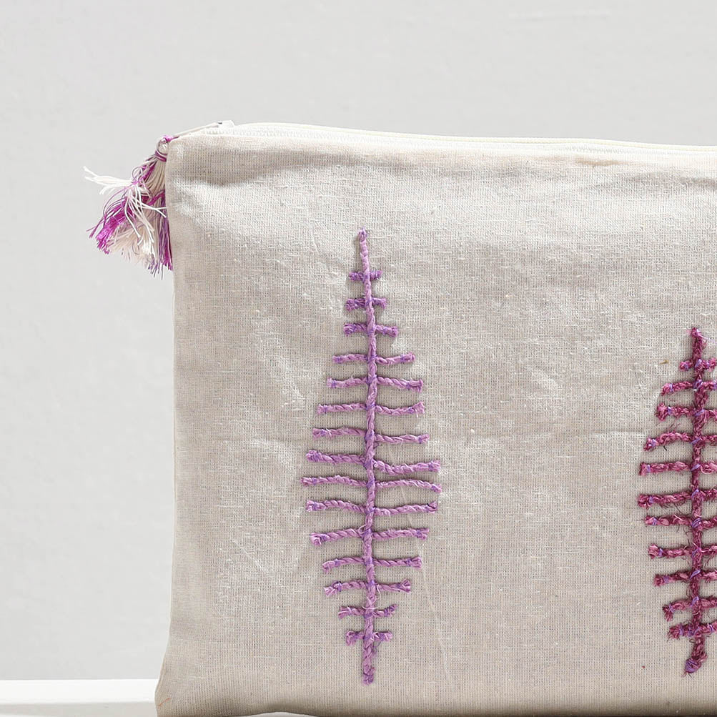 Handcrafted Cotton Recycled Leaf Design Tablet Pouch