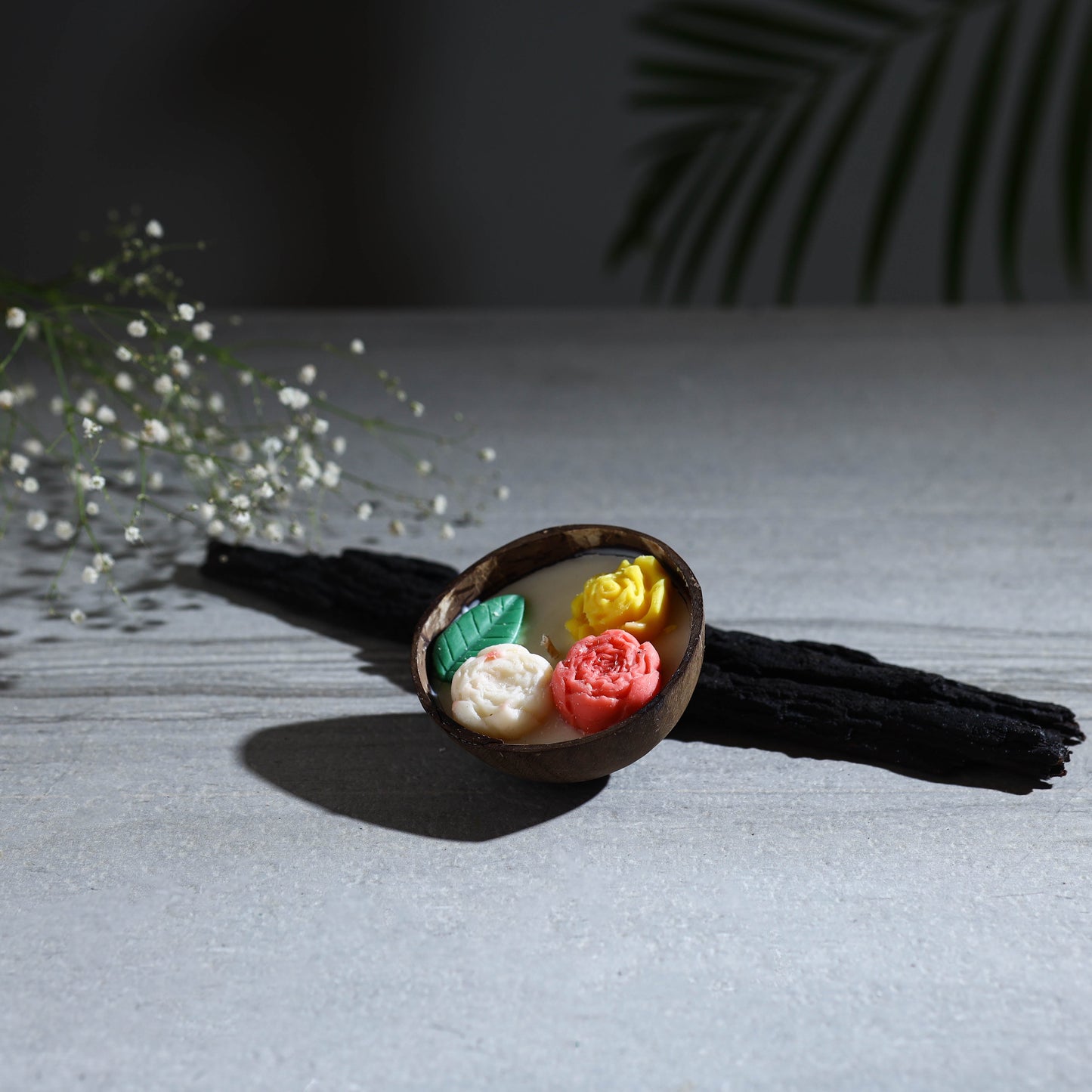 Handcrafted eco-friendly coconut shell rose soy scented