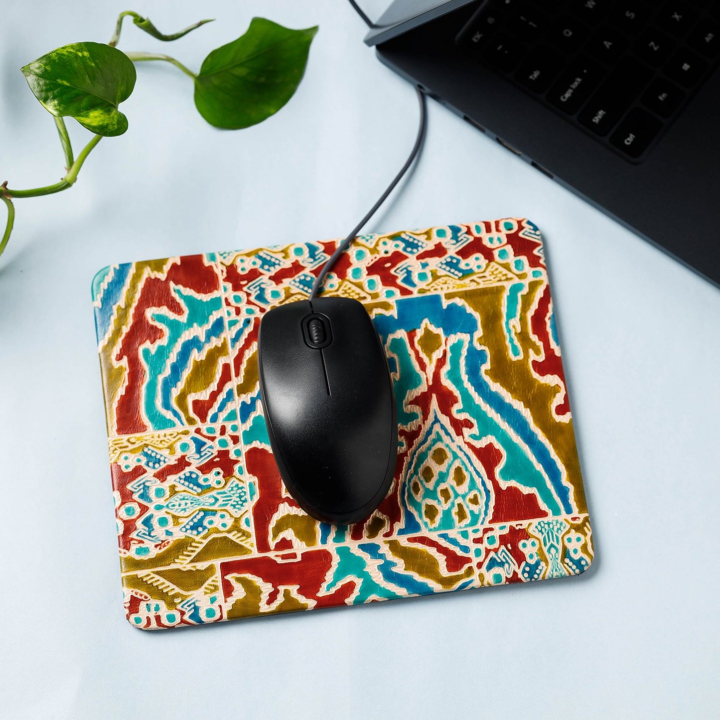 Handcrafted Embossed Leather Mouse Pad