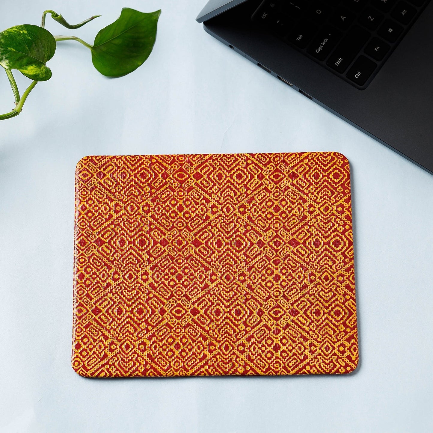 Handcrafted Embossed Leather Mouse Pad
