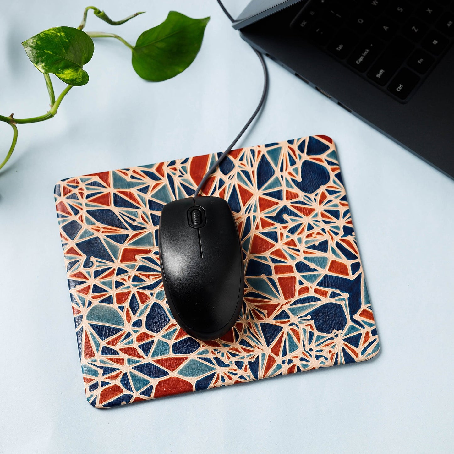 Handcrafted Embossed Leather Mouse Pad