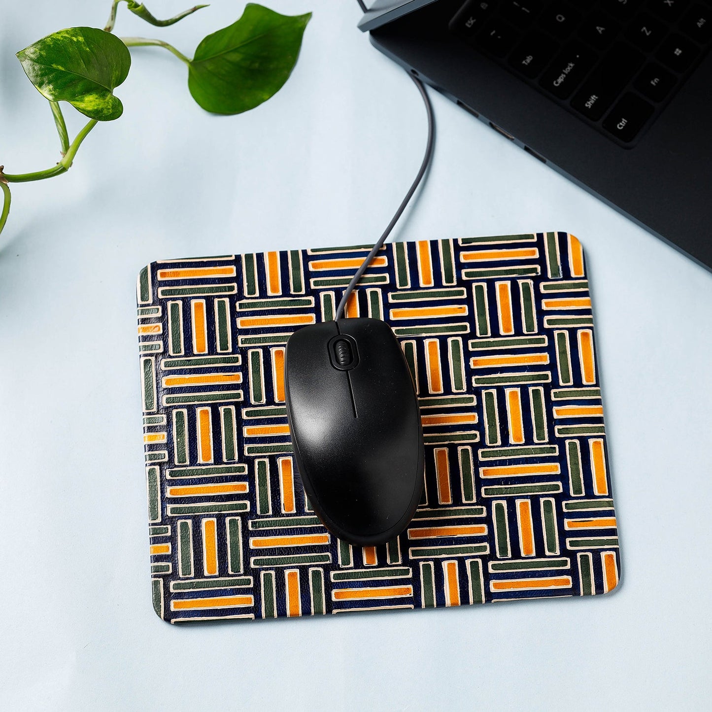 Handcrafted Embossed Leather Mouse Pad