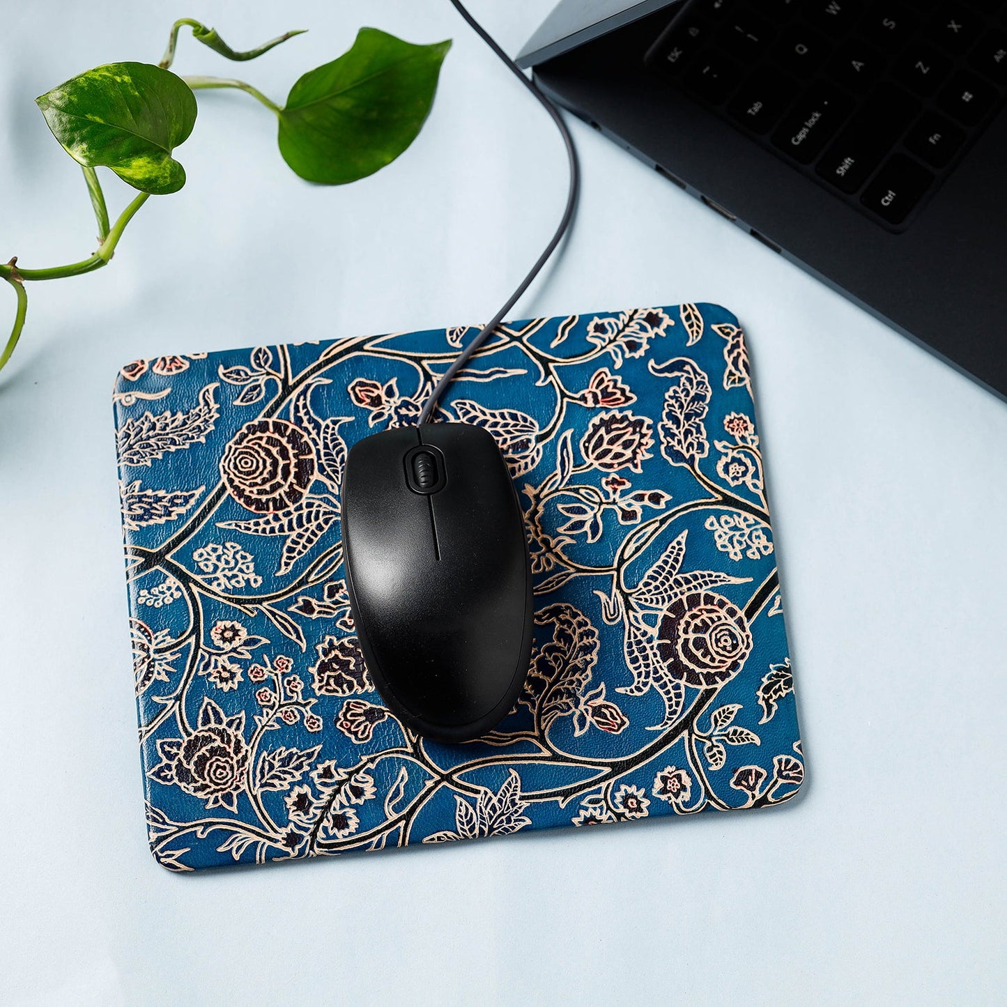 Handcrafted Embossed Leather Mouse Pad