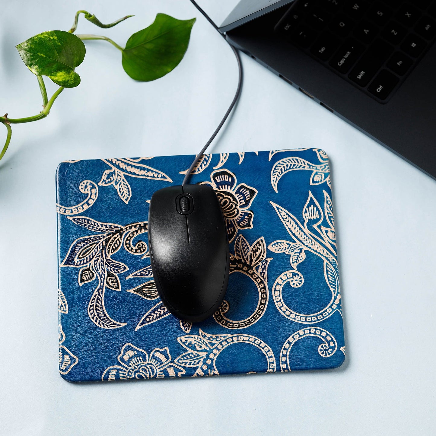 Handcrafted Embossed Leather Mouse Pad