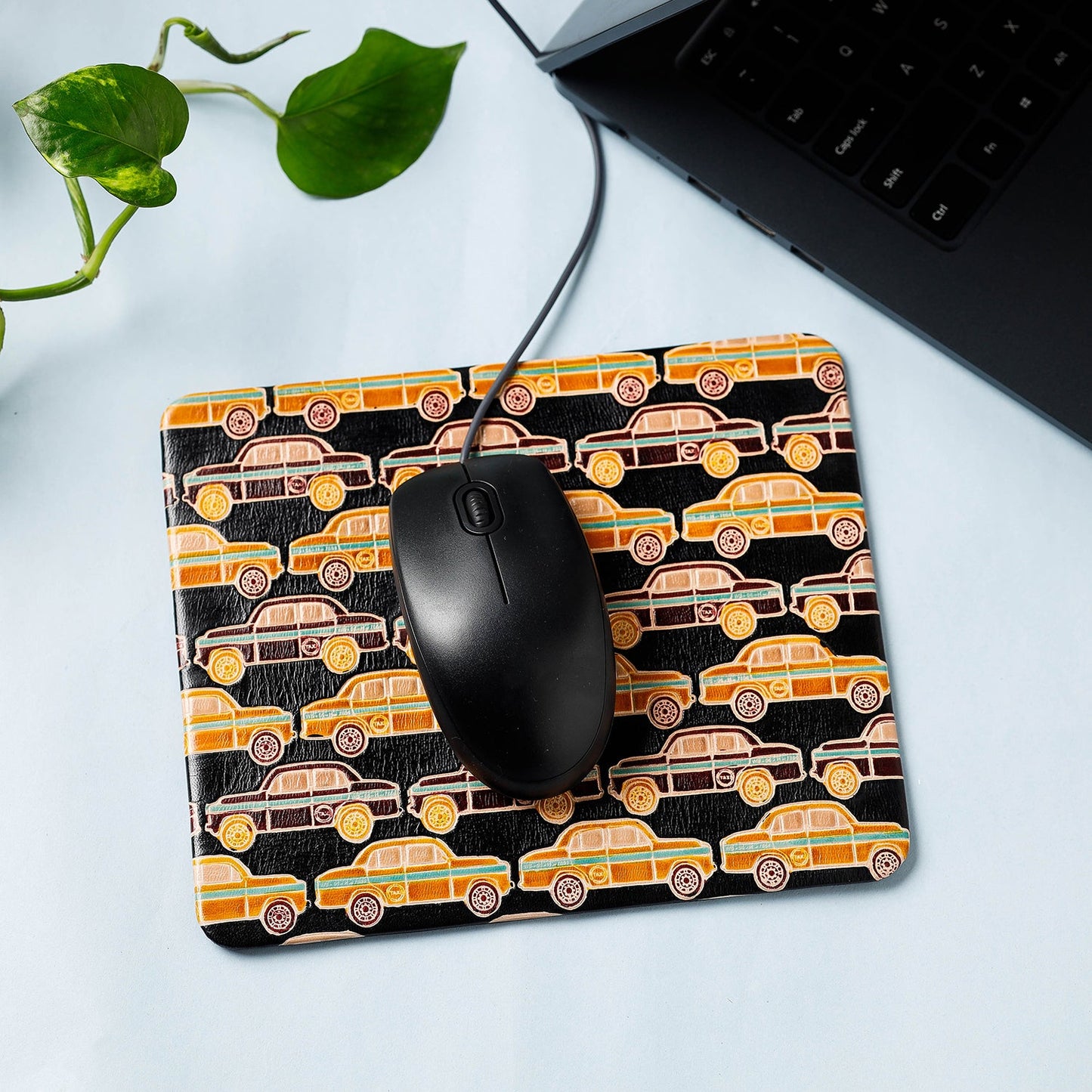 Handcrafted Embossed Leather Mouse Pad