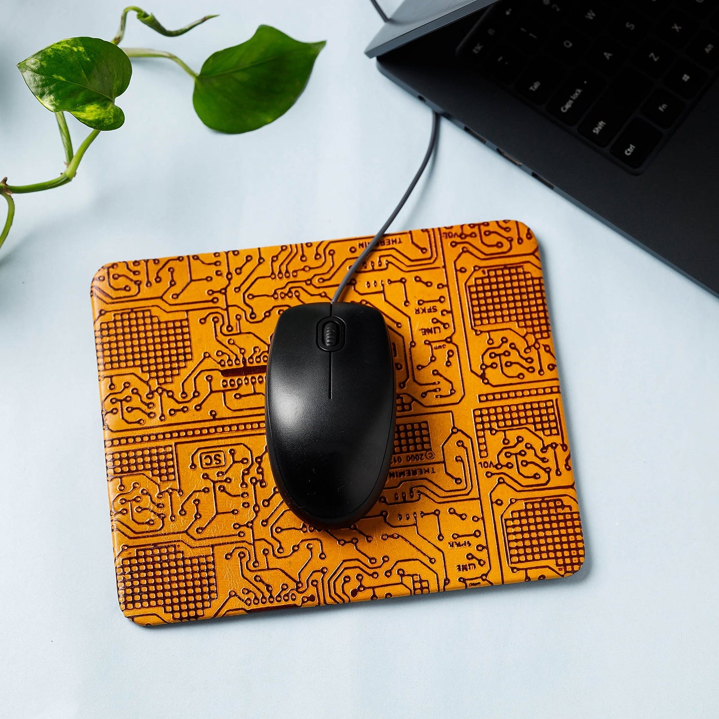 Handcrafted Embossed Leather Mouse Pad