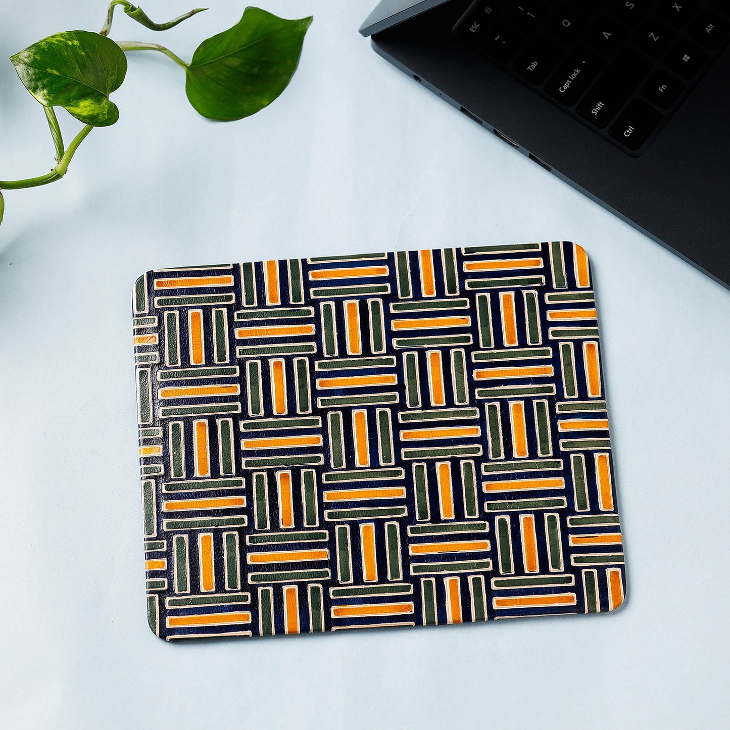 Handcrafted Embossed Leather Mouse Pad