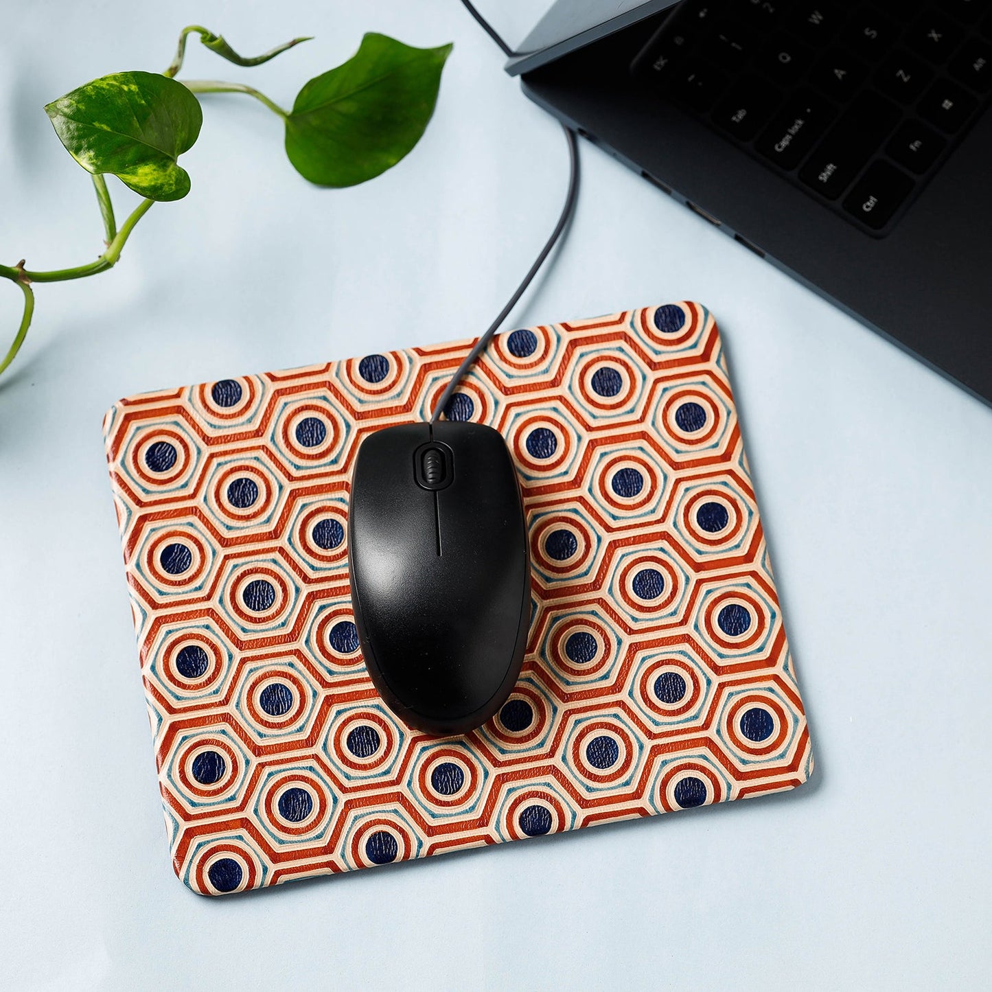 Handcrafted Embossed Leather Mouse Pad