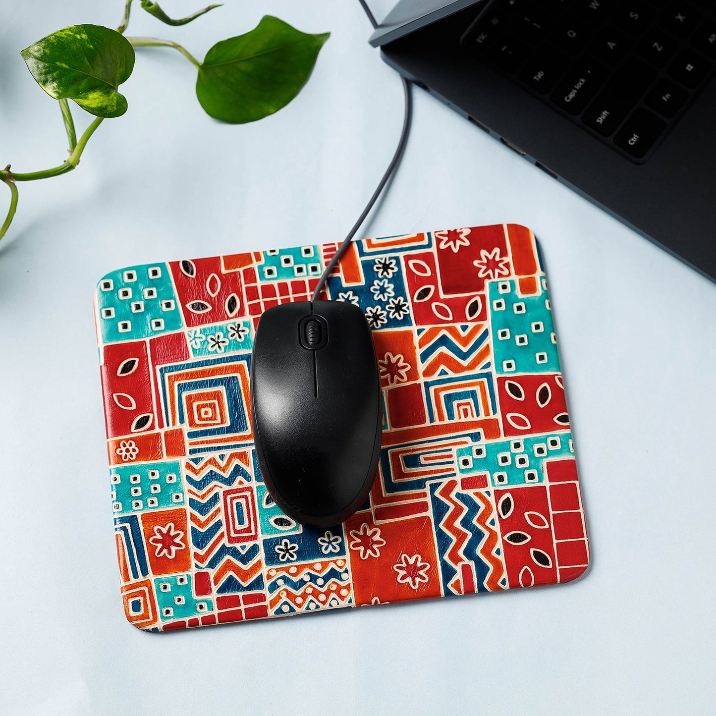 Handcrafted Embossed Leather Mouse Pad