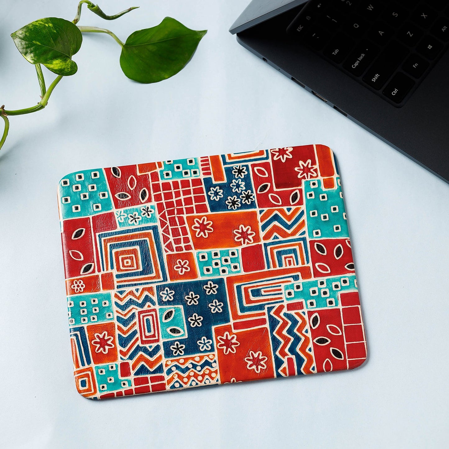 Handcrafted Embossed Leather Mouse Pad
