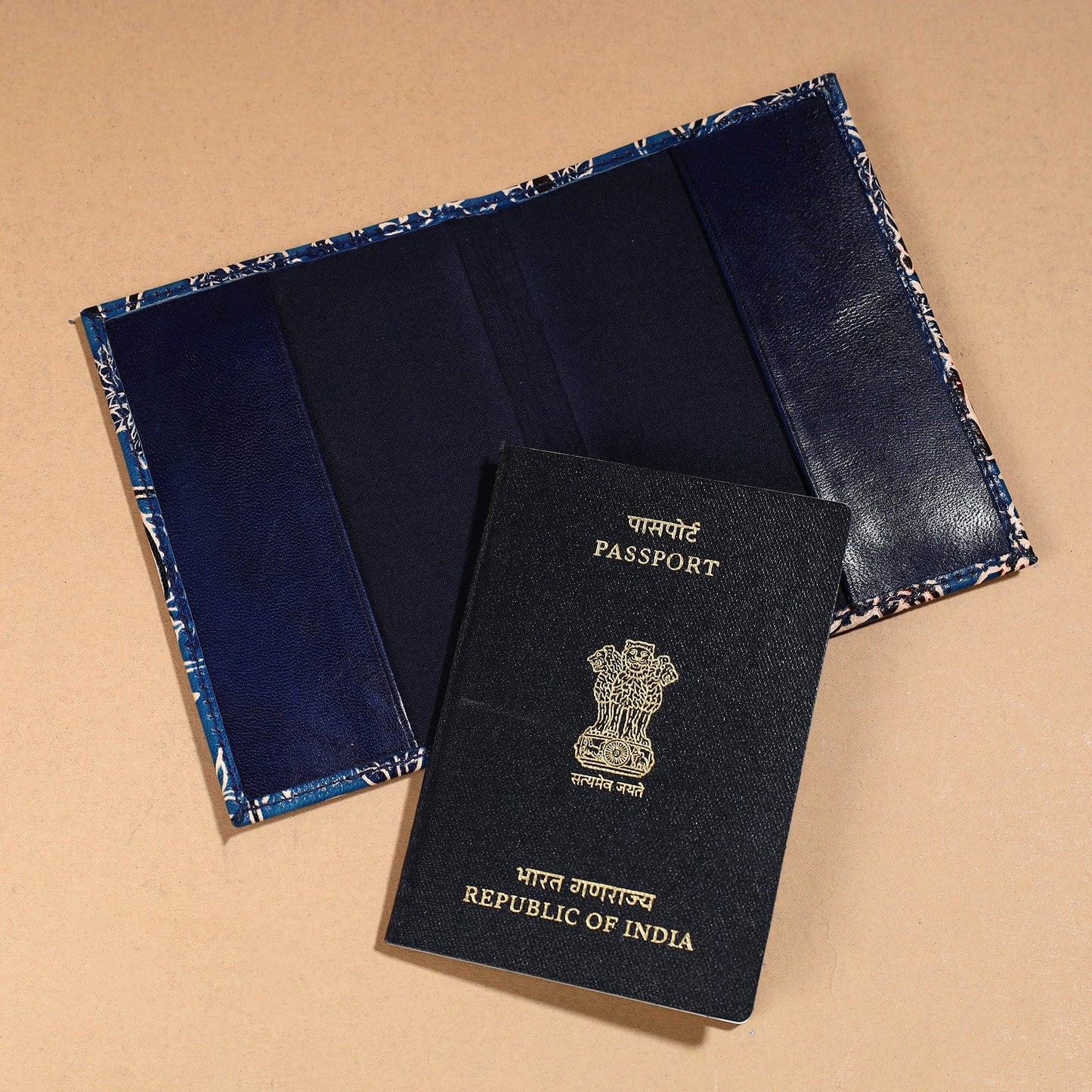 Handcrafted Embossed Leather Passport Cover