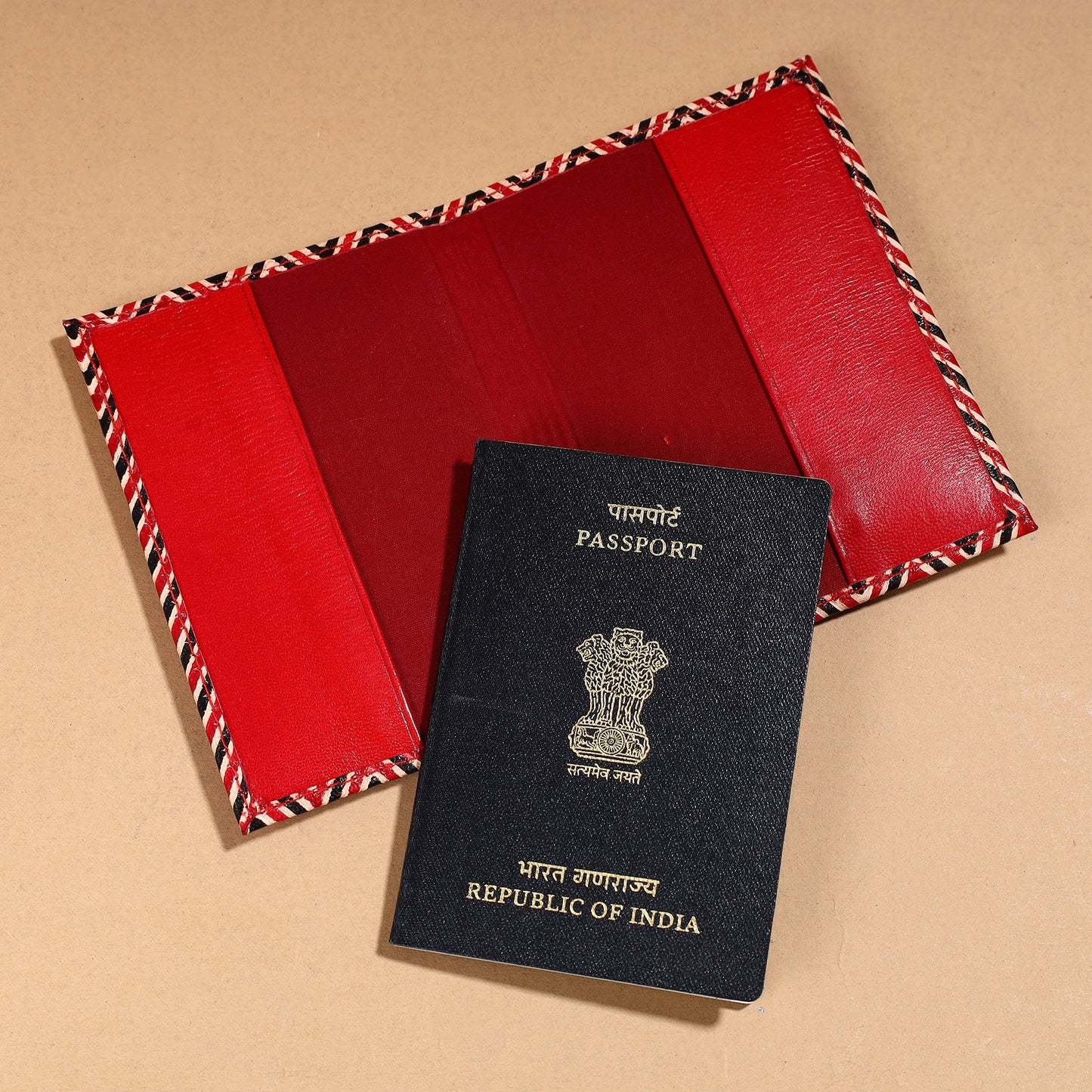Handcrafted Embossed Leather Passport Cover